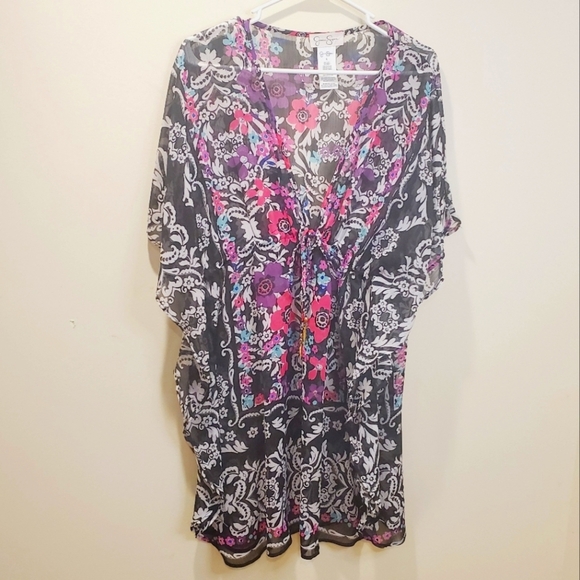 Jessica Simpson floral light weight tunic Beachie Cover All size L - Picture 1 of 15